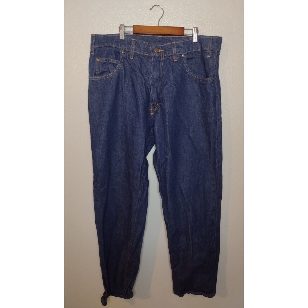 Vtg Prsn Blu Men's Straight Leg Jeans 38x32 Dark Wash Blue Denim Pants D